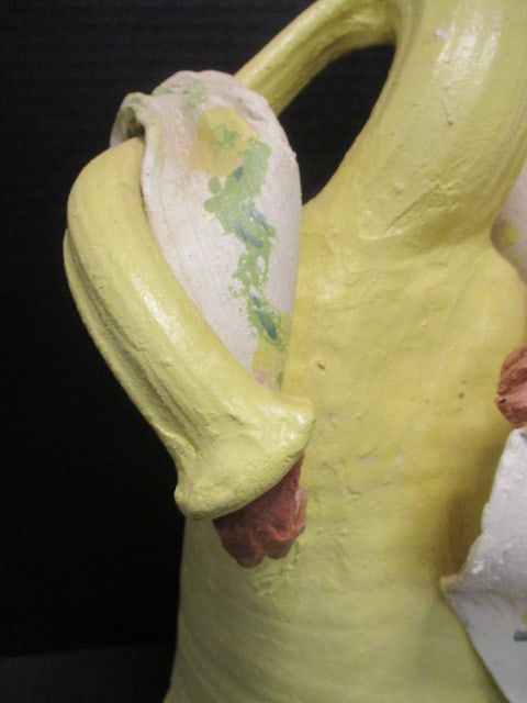 Handcrafted Clay Figurine Woman w/Yellow Dress & Shawl - 4