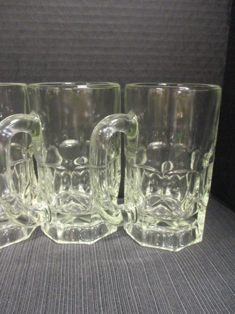Beer Stein Clear Glass Heavy Mugs (Lot of 6) - 2