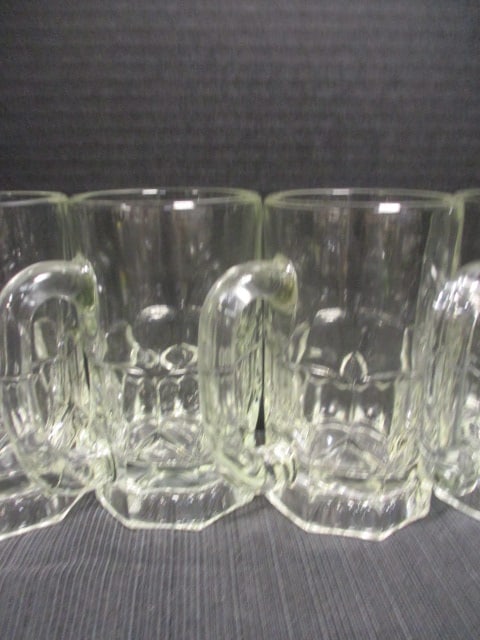 Beer Stein Clear Glass Heavy Mugs (Lot of 6) - 3