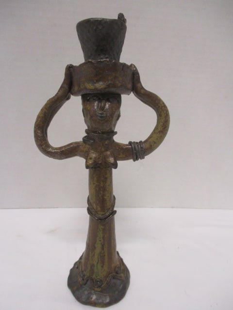 Handcrafted Figural Candlestick w/Bird on Top: 10"