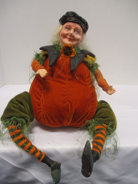 Whimsical Harvest Style Pumpkin Lady Shelf Sitter: 15"
