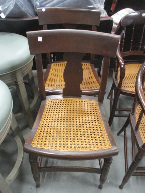 Wood Side Chairs (PR) w/Woven Cane Seats: 17 1/2" W
