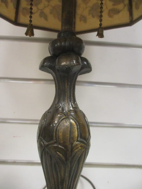 Double Light Vtg. Table Lamp w/Embroidered Shade - 3