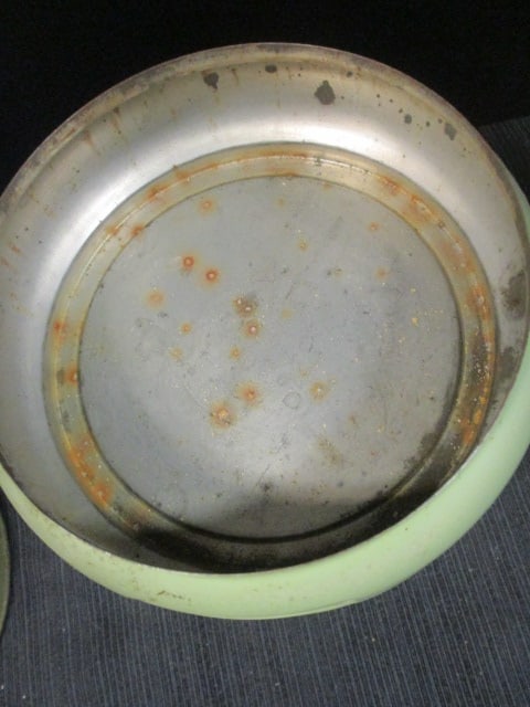 Rare Avocado Green Metal Stacking Canister Set - 3