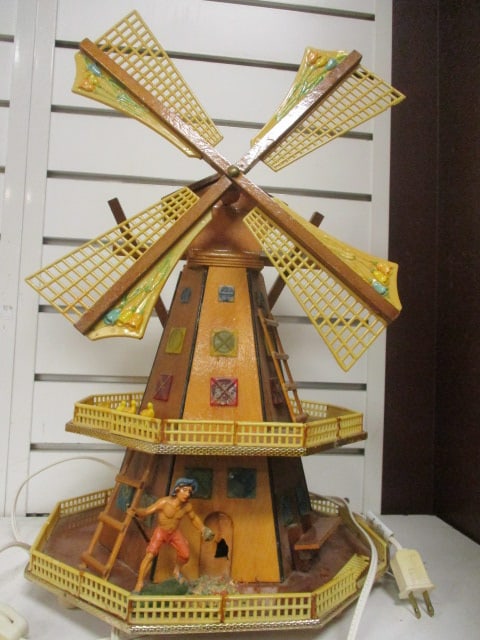 Dutch Windmill Music Box Nightlight w/Multitiered Balconies: 18"