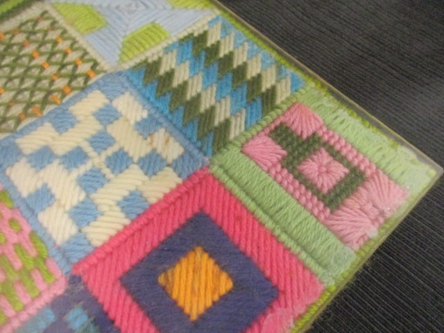 Geometric Patchwork Sampler in Acrylic Frame - 2