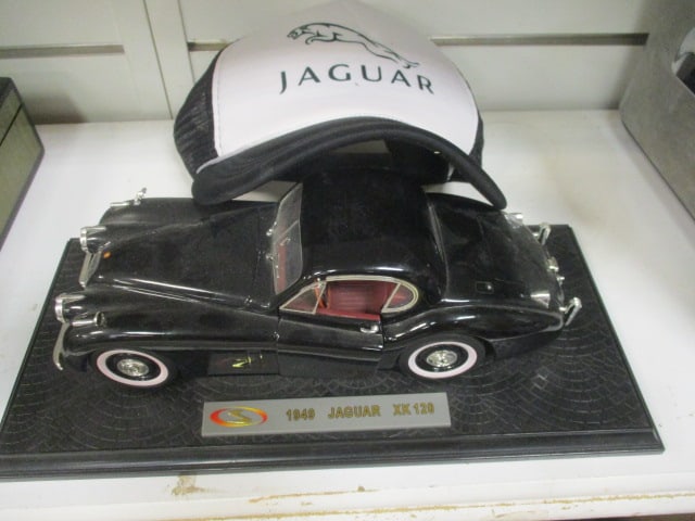 1948 Jaguar Die Cast Model Car & Jaguar Hat: .