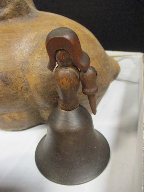 Wood Carved Bell, Rabbit Sculpture, Cast Iron Plane, etc. - 4