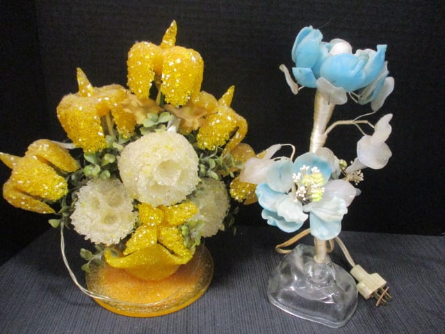 Popcorn Floral Lamp & Blue Flower Lamp: .