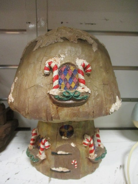 Fairy Toll Mushroom Cottage House Christmas Themed: 9"