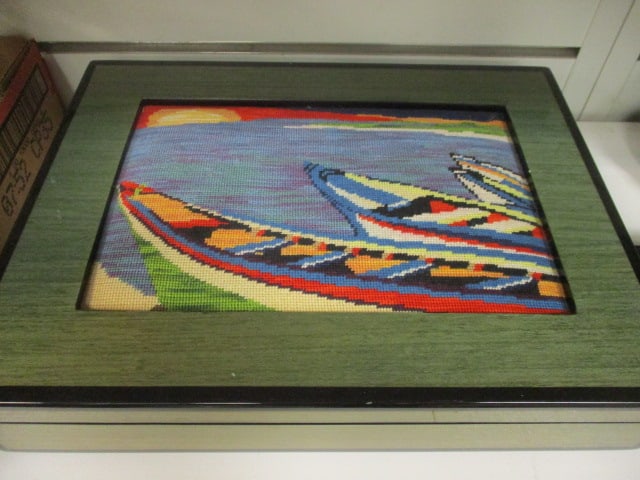 Decorative Wood Box with needlepoint Inlay on Lid (1 of 3)