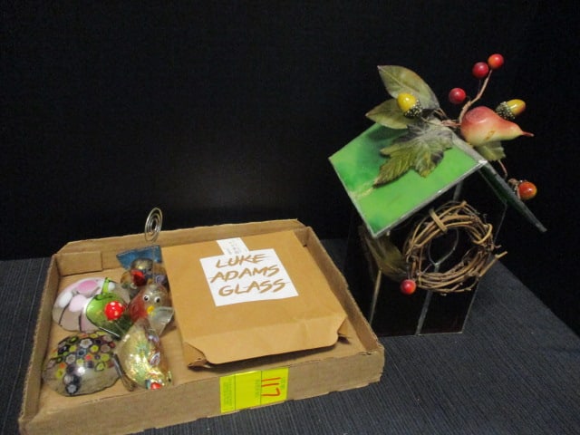Murano Glass Birds, Stained Glass Birdhouse, 2 Paperweights, (1 of 8)