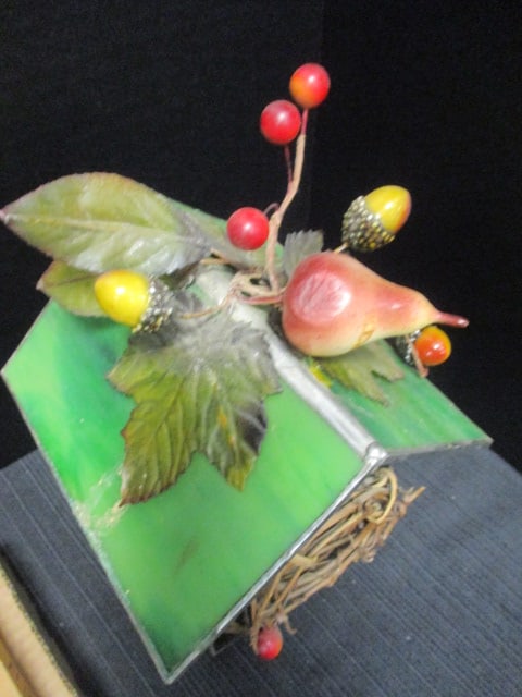 Murano Glass Birds, Stained Glass Birdhouse, 2 Paperweights, - 3