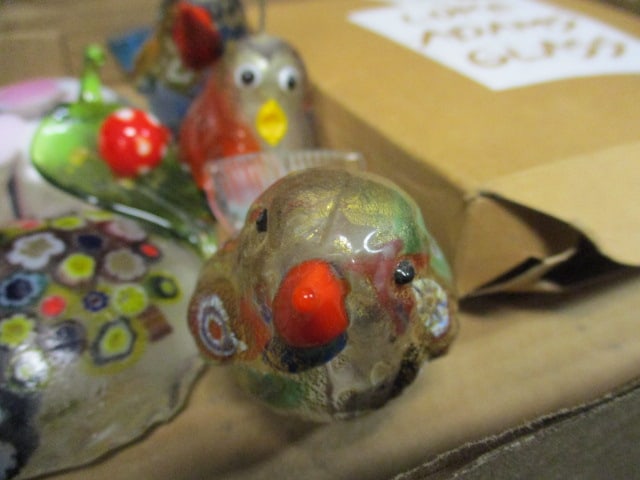Murano Glass Birds, Stained Glass Birdhouse, 2 Paperweights, - 6