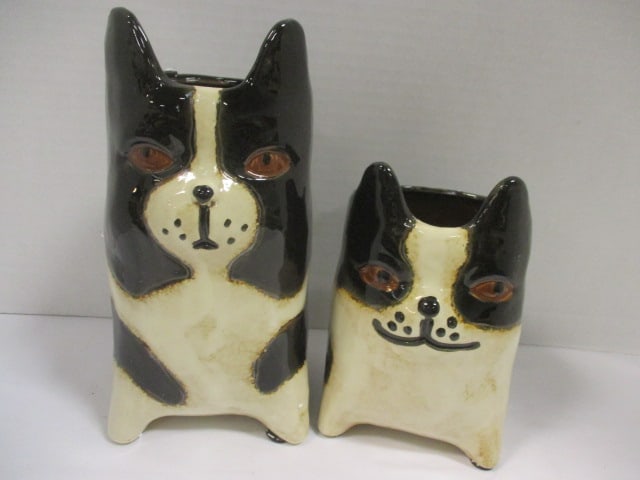 Cat & Dog Head Planters Set: .