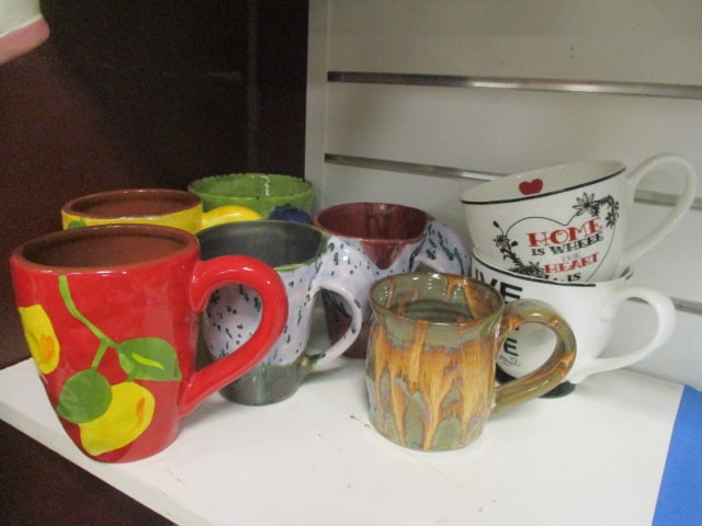 Pottery & Ceramic Mugs Grouping: See pictures