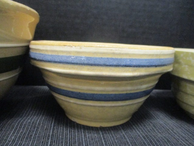 Lot of 4 Bowls-Mason Cash 4 1/2", USA 5", Blue Swirl 5 1/2", - 5