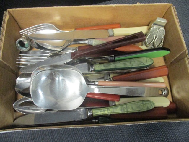 Bakelite Handle Knives, forks, misc. Grouping: see pictures