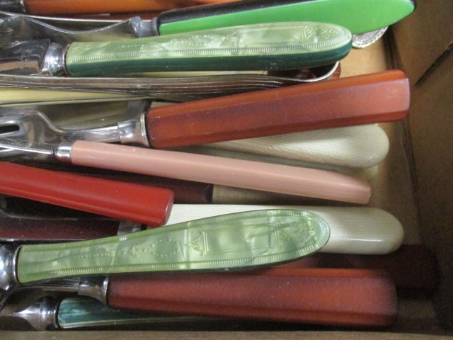 Bakelite Handle Knives, forks, misc. Grouping - 2
