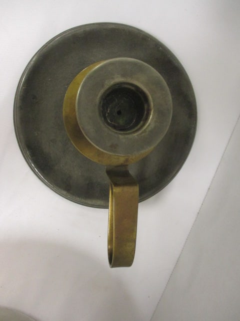 Pewter Lidded Serving Bowl, Pewter Cup, Candleholder, Plate - 7