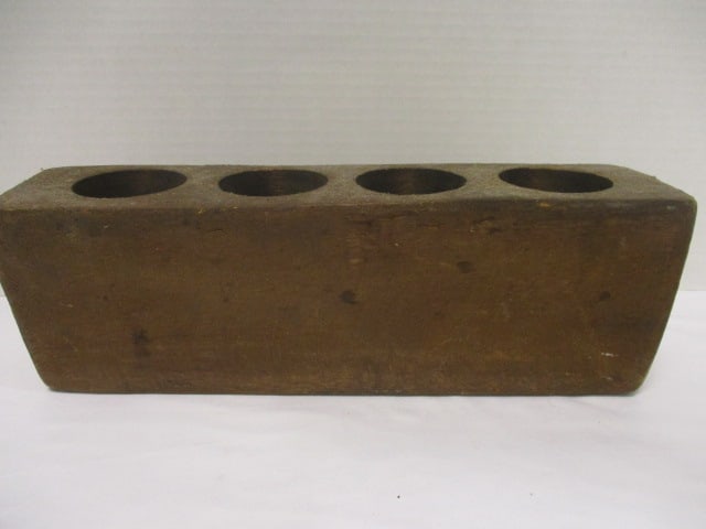 4 Hole Wood Sugar Mold Candle Holder: 13 c 3 1/2 x 5