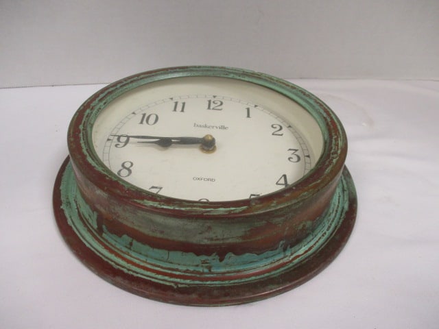 Baskerville Distressed Oxford Wall Clock: 9" Diameter
