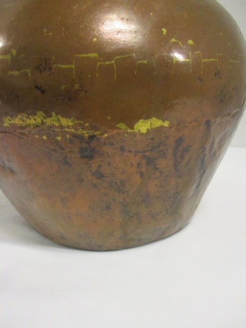 Hand hammered Copper Pitcher w/Brass Handle & Bulbous Body - 3