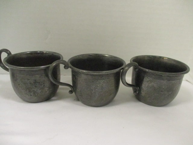 Peerless Silver Co. (Lot of 3) Pewter Mugs, Barbour Bros. Bowl, - 4