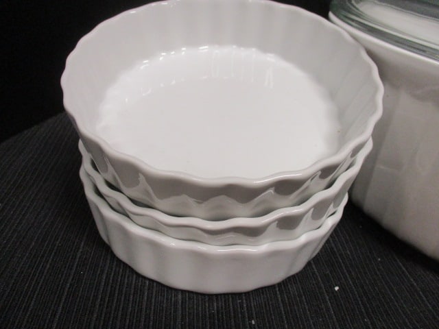 Corningware French White Casserole w/lid & 6 Brulee Bowls - 2
