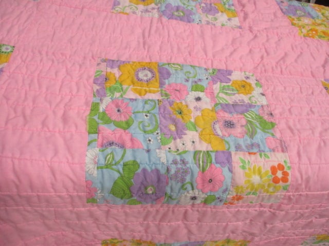 Patchwork Quilt w/Floral Squares - 2