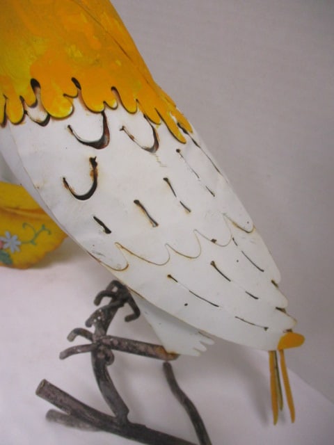 Birds-Paper Mache Green Bird (12"L x 9"H), Folk Art Bird (8 L x 6 H), - 3