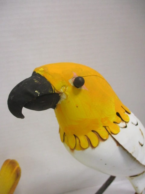 Birds-Paper Mache Green Bird (12"L x 9"H), Folk Art Bird (8 L x 6 H), - 4