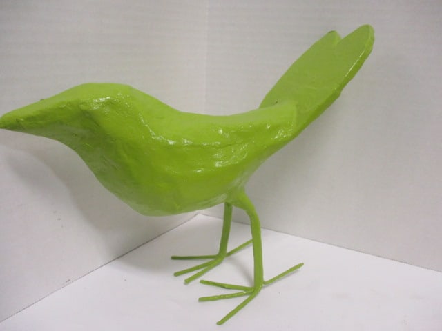 Birds-Paper Mache Green Bird (12"L x 9"H), Folk Art Bird (8 L x 6 H), - 7