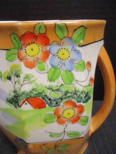 Red Letter Japan Handpainted Lusterware Octagonal Pitcher - 2