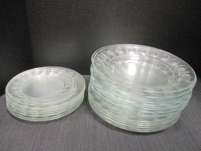 Clear Glass Snack/Salad Plates Grouping (Lot of 24): .
