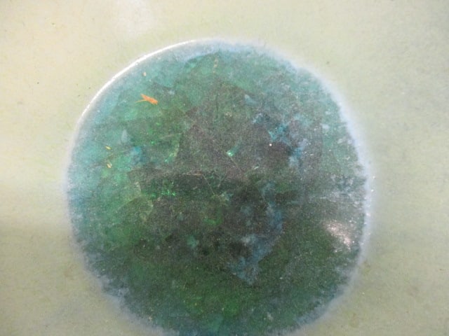 Signed (Jan 2003) Pottery Bowl w/Dark Green Crystalline Bottom - 3