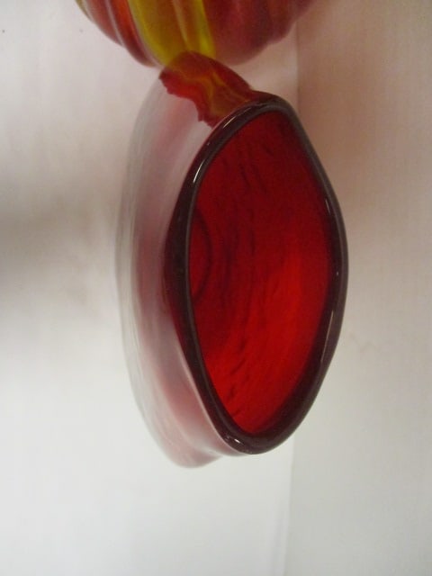 Mid Century Blown Art 10" Vase & Mid Century Ruby Red Vase 7" - 3