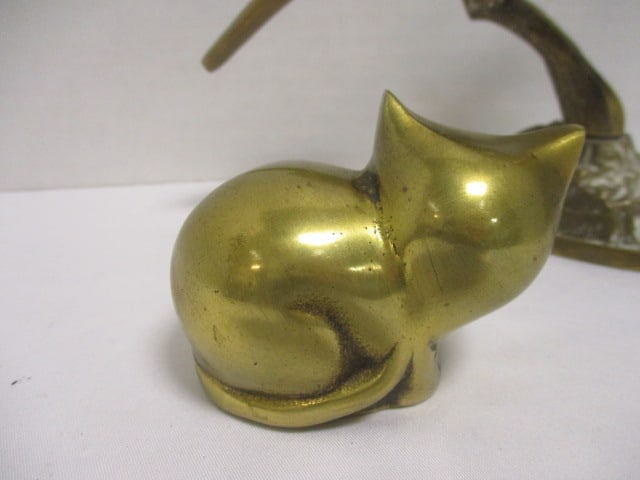 Solid Brass Bird Figurines on Tree Branch (8"W x 7" H) & - 3