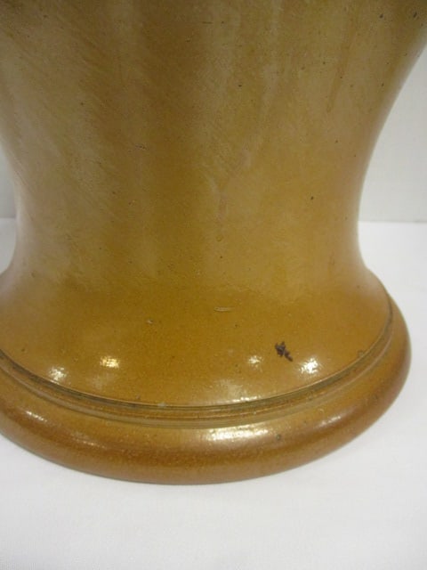 Honey Glazed Southern Folk Art Potery Jar w/Metal Lid - 2