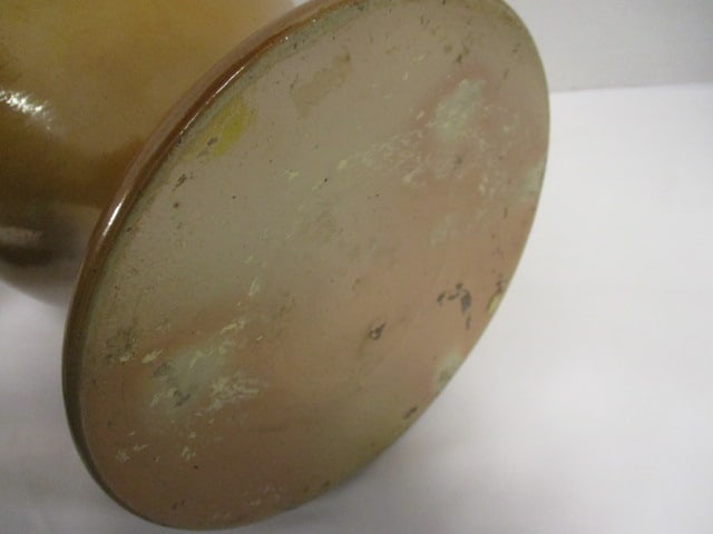 Honey Glazed Southern Folk Art Potery Jar w/Metal Lid - 5