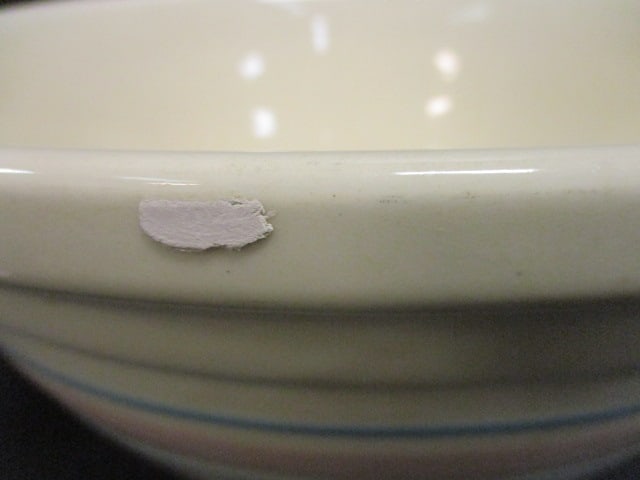 McCoy? Pink & Blue Stripe Pottery Bowl - 4