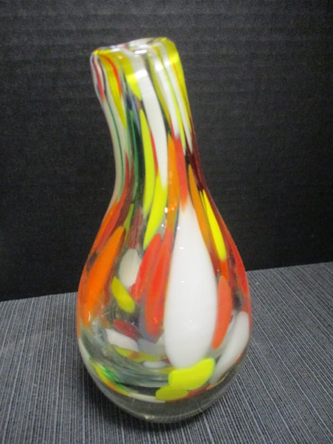 Handblown 7" Art Glass Swirl Vase & Mid Century Jack in the pulpit Vase (8 1/2") - 2