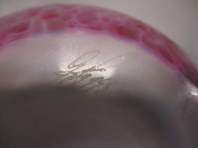 Handcrafted Art Glass Vase w/Leaf & Vine Motif (Possibly Lotton?) - 5