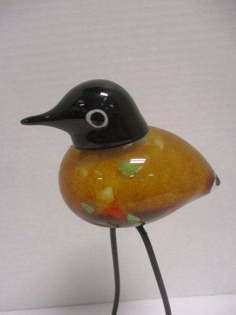 Hand Blown Art Glass Bird Figurine w/Wire Legs - 3