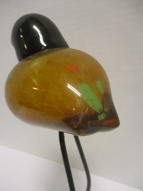 Hand Blown Art Glass Bird Figurine w/Wire Legs - 5