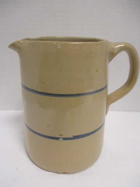Marshall Pottery ? Stripe Pottery Salt Glaze Pitcher: 7 1/2"