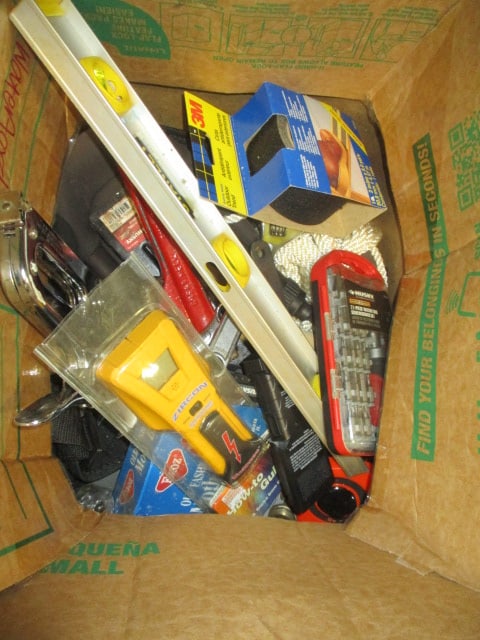 Tools-Tarp, Level, Rope, Husky Screwdriver Set, etc.: see pictures