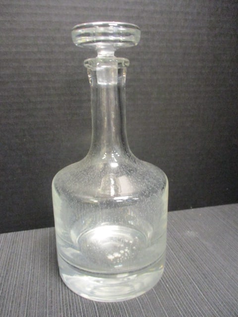 Dartington Style Crystal Decanter w/Flat Top Stopper: 10"