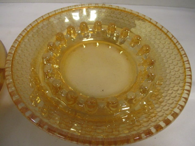 Hazel Atlas Marigold Carnival Glass Ashtray w/matchbook holder & - 3