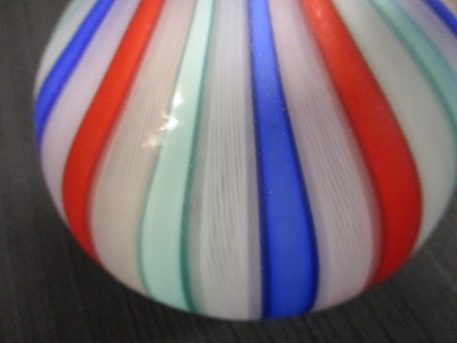 Italian Satin Finish Art Glass Cruet w/Rainbow Latticino Stripes - 4